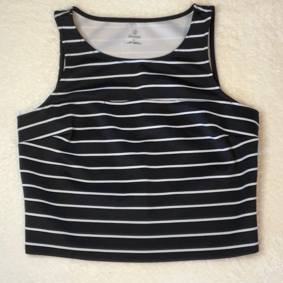 Decree - Black & White Stripe Crop Top, L - Picture 8 of 11